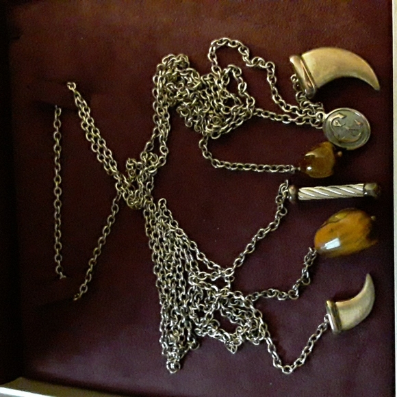 Genuine Charriol Kucha Tiger's Eye Horn Tassel Necklace 36" - Picture 5 of 11